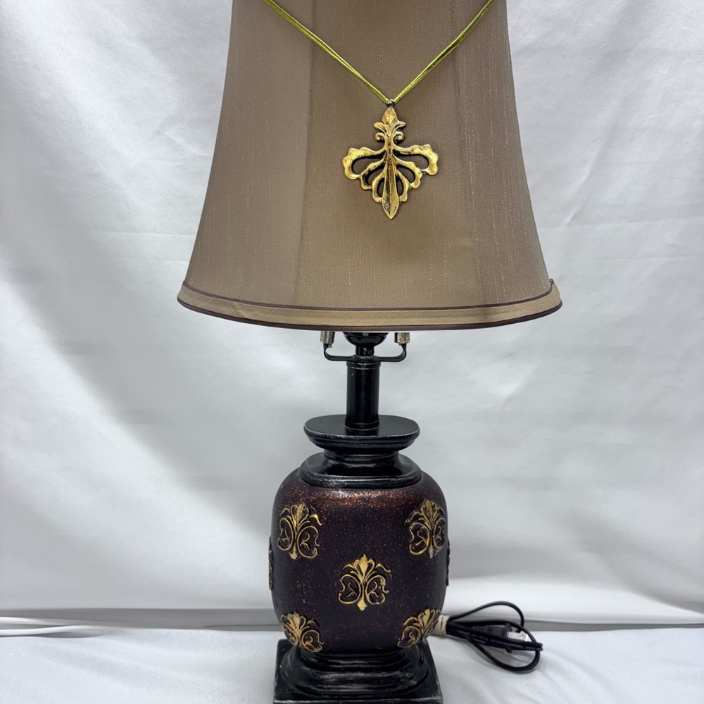StyleCraft 22" Maximus Fleur De Lis Mini Accent Lamp Dark Brown/Gold Accents